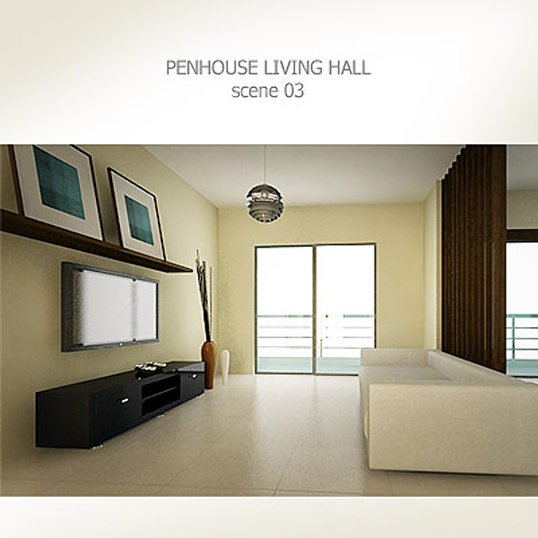 3d penthouse living hall - Penthouse Living Hall by groups5